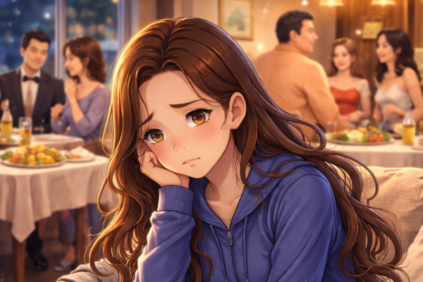 Exhausted woman sitting at a crowded table in her home symbolizing broken boundaries